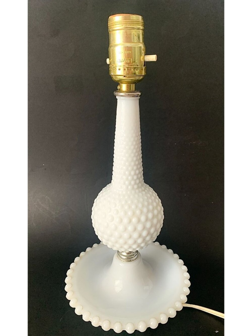 Vintage Milk Glass Hobnail Lamp White Mid Century Modern Boudoir Lamp